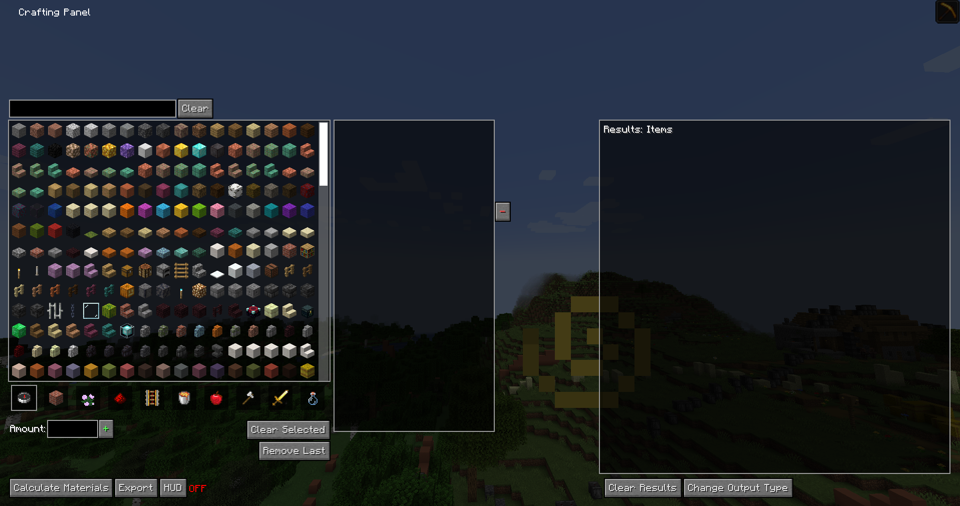 Интерфейс верстака в Minecraft с рецептами крафта