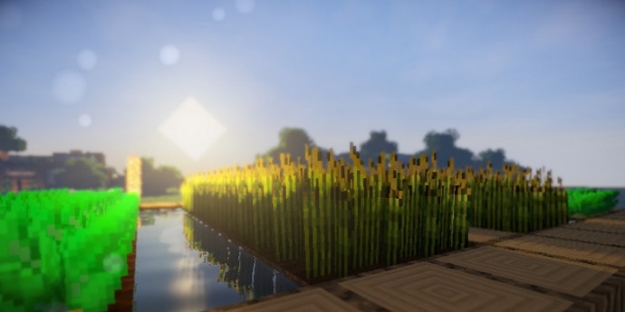 Горный биом в Minecraft с реалистичными тенями и детализированными текстурами
