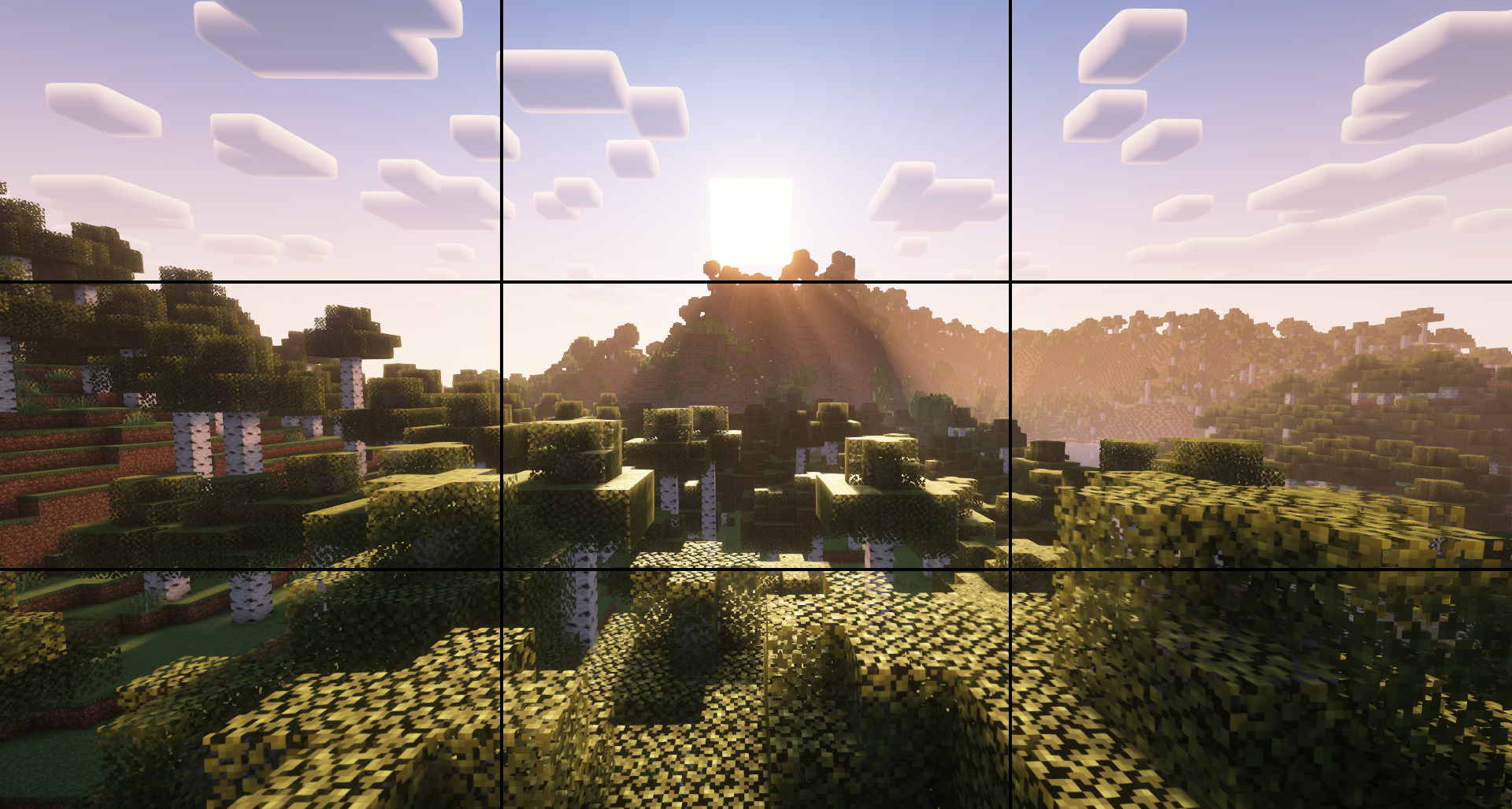 Сравнение кадров с сеткой и без в Minecraft для видеоблогеров