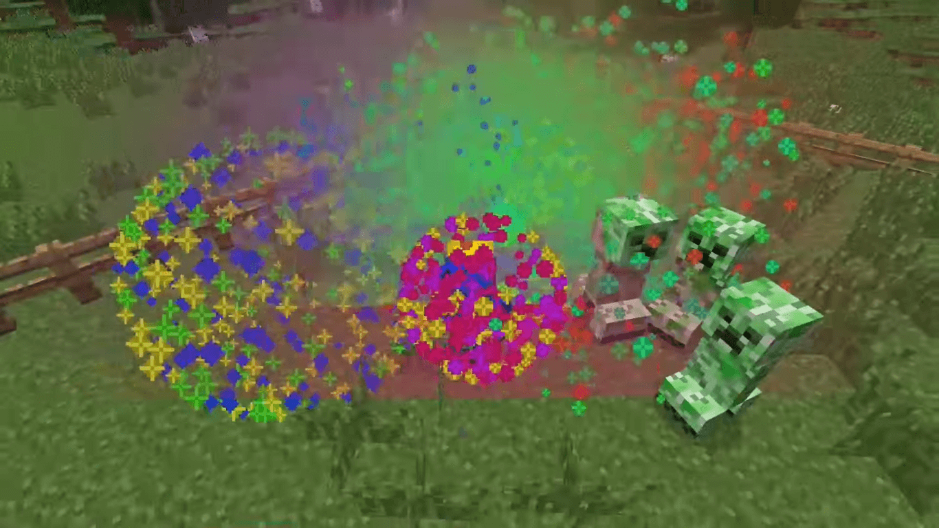 Крипер с конфетти вместо взрыва — пример мода для Minecraft