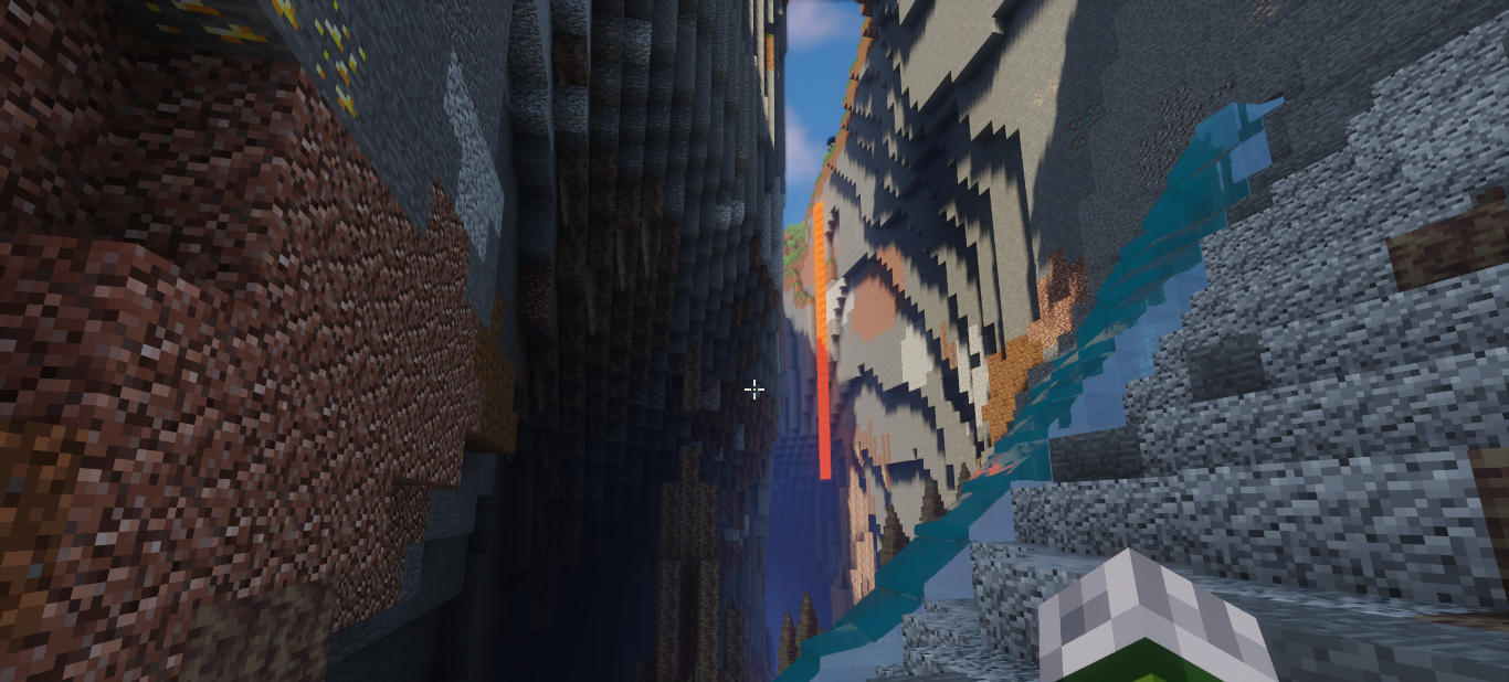 Геймплей Minecraft с пользовательским интерфейсом и улучшенным прицелом