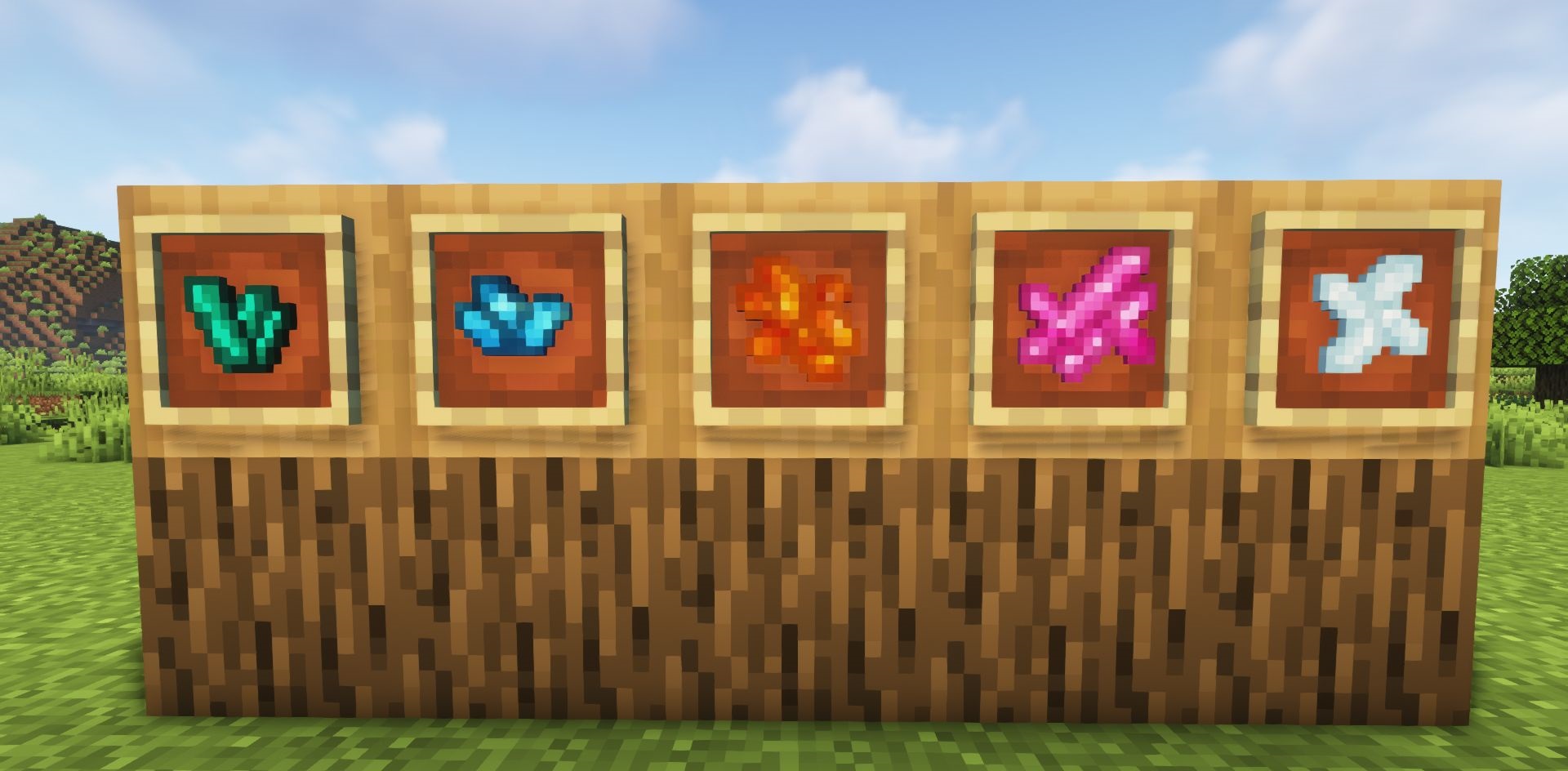 Игрок в Minecraft использует кристаллы для крафта мощного меча