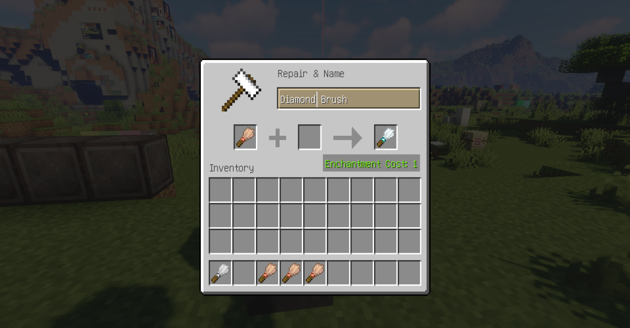 Готовые постройки с использованием мода Custom Brushes в Minecraft