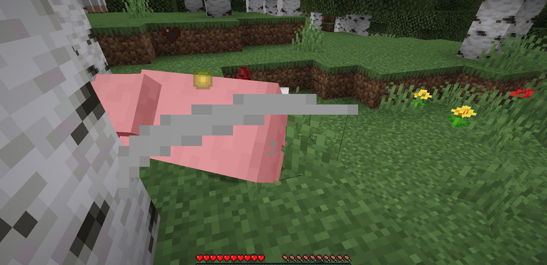 Сравнение ванильного Minecraft и работы мода Cut Through