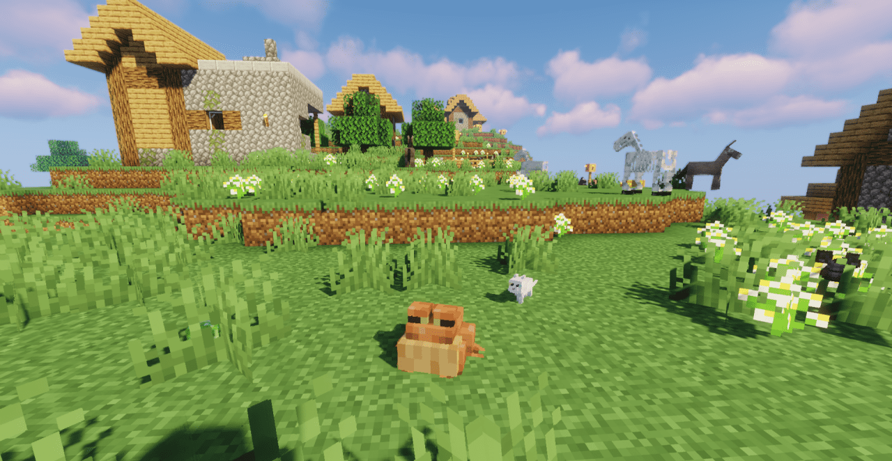 Три вида лягушек в Minecraft с разными цветами и милыми текстурами