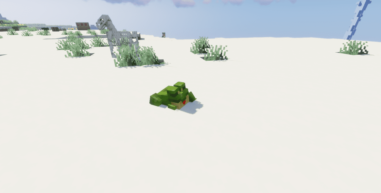 Красивый закат в Minecraft с видом на океан и горы