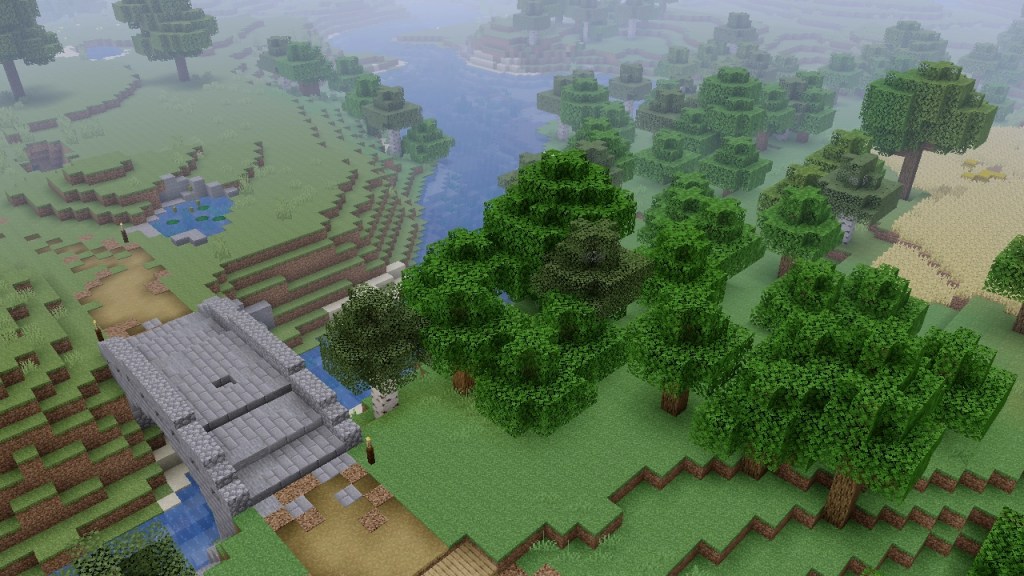 Ночной пейзаж Minecraft с шейдерами Cyanide, демонстрирующий красивые огни и отражения