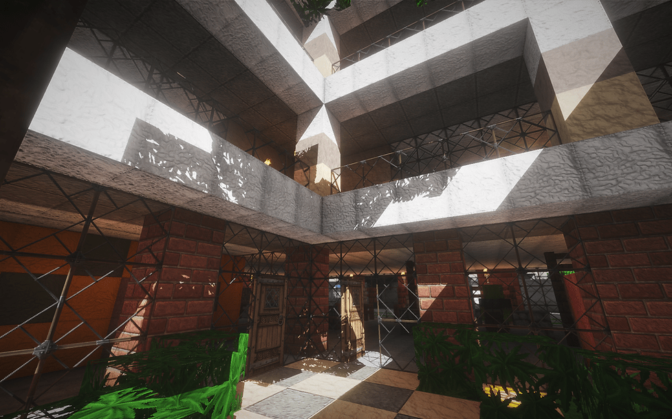 Детализированный лес в Minecraft с шейдерами Cybox