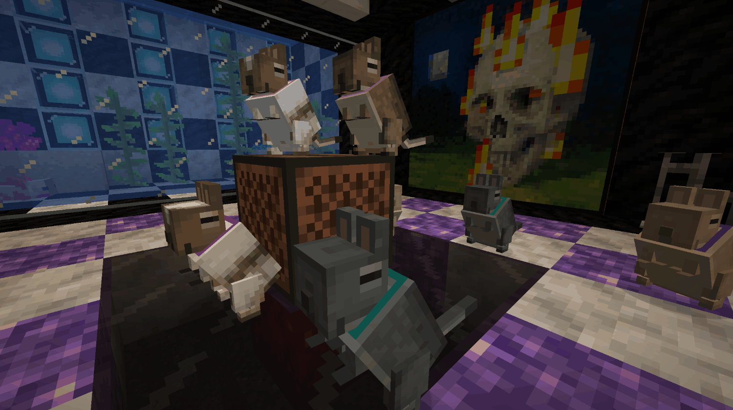 Анимированные дегу в Minecraft, танцующие в группе