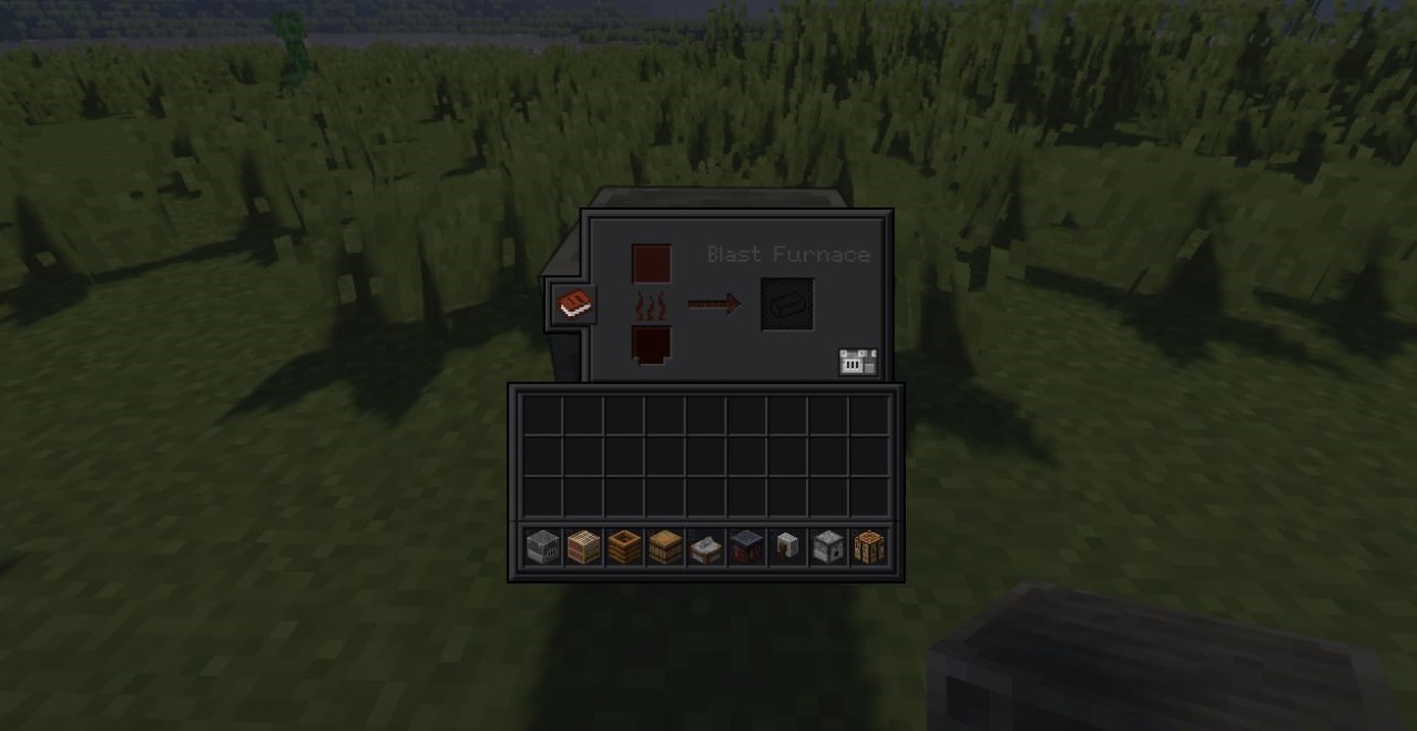Пример работы Dark GUI Reimagined в меню крафта Minecraft