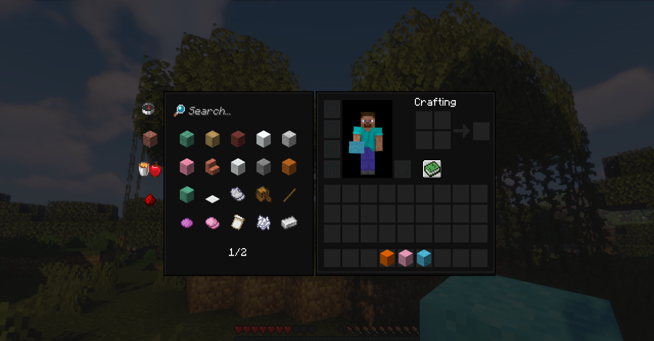 Сравнение стандартного и темного интерфейса Minecraft с текстур-паком Dark Smooth GUI