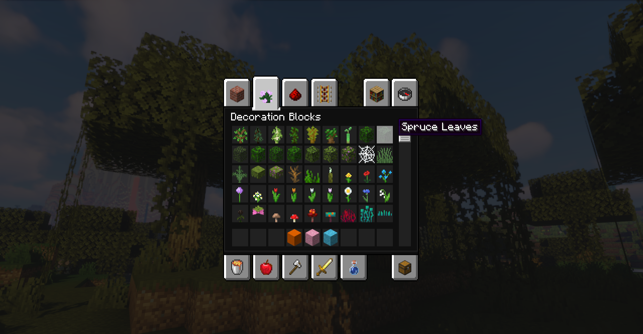 Темный интерфейс инвентаря в Minecraft с текстур-паком Dark Smooth GUI