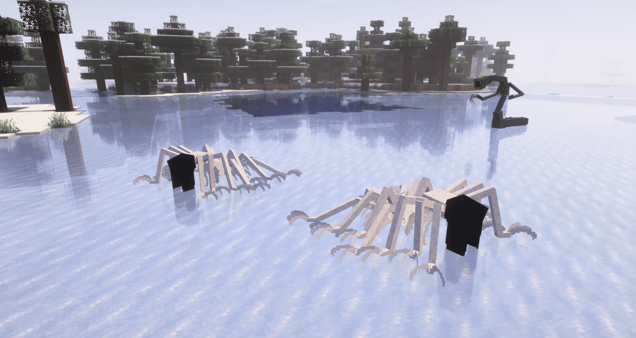 Игрок сражается с группой новых мобов из мода Darkest Souls в Minecraft