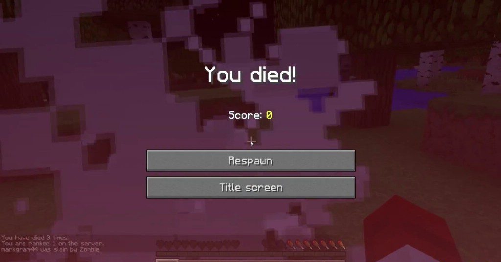 Топ игроков по смертям в Minecraft с использованием мода Death Counter
