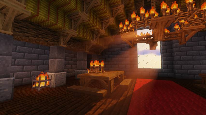 Декоративные каменные столбы и деревянные элементы в Minecraft