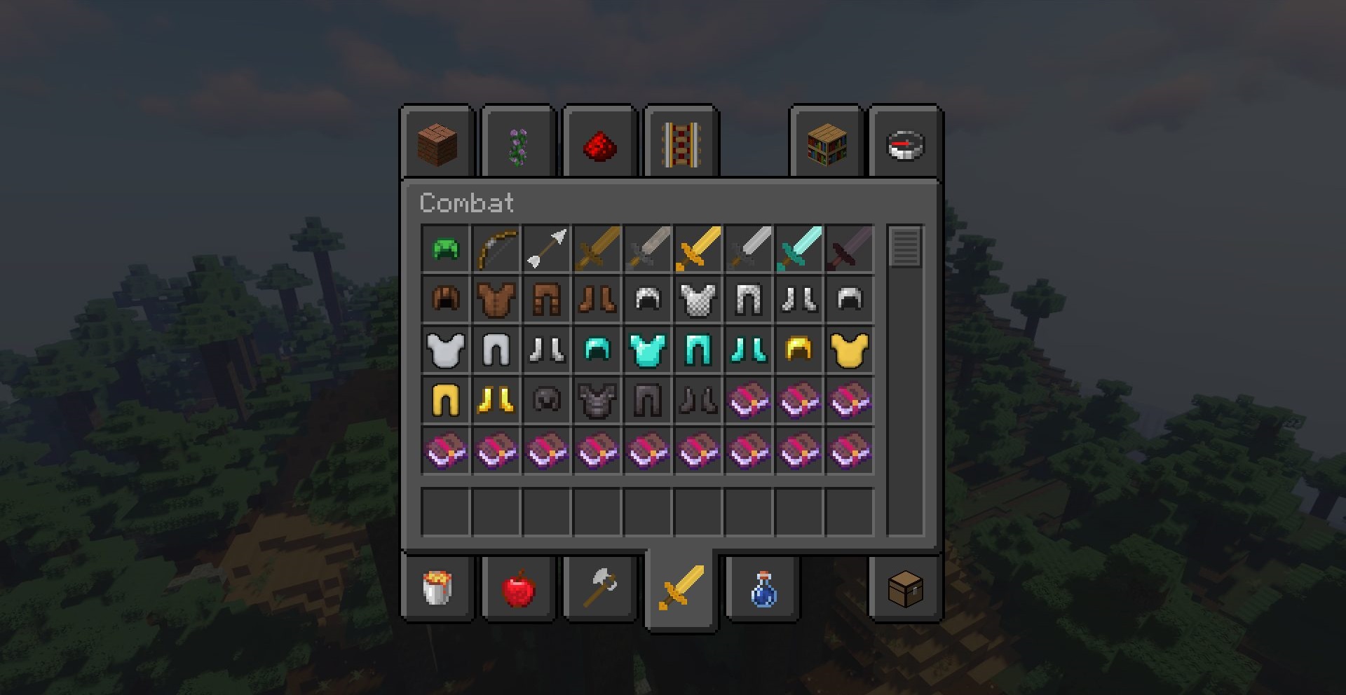 Игрок в Minecraft строит дом из бамбука в тропическом биоме