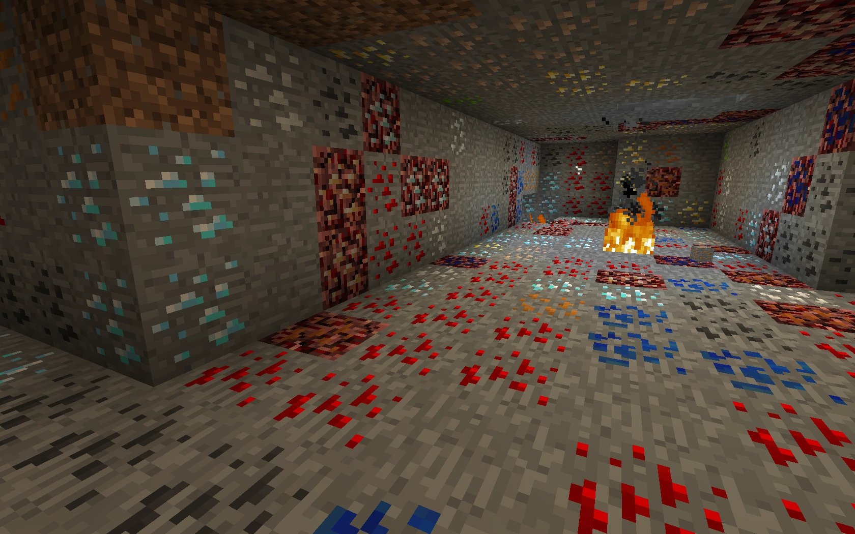 Сравнение обычных и густых руд в Minecraft с модом Dense Ores