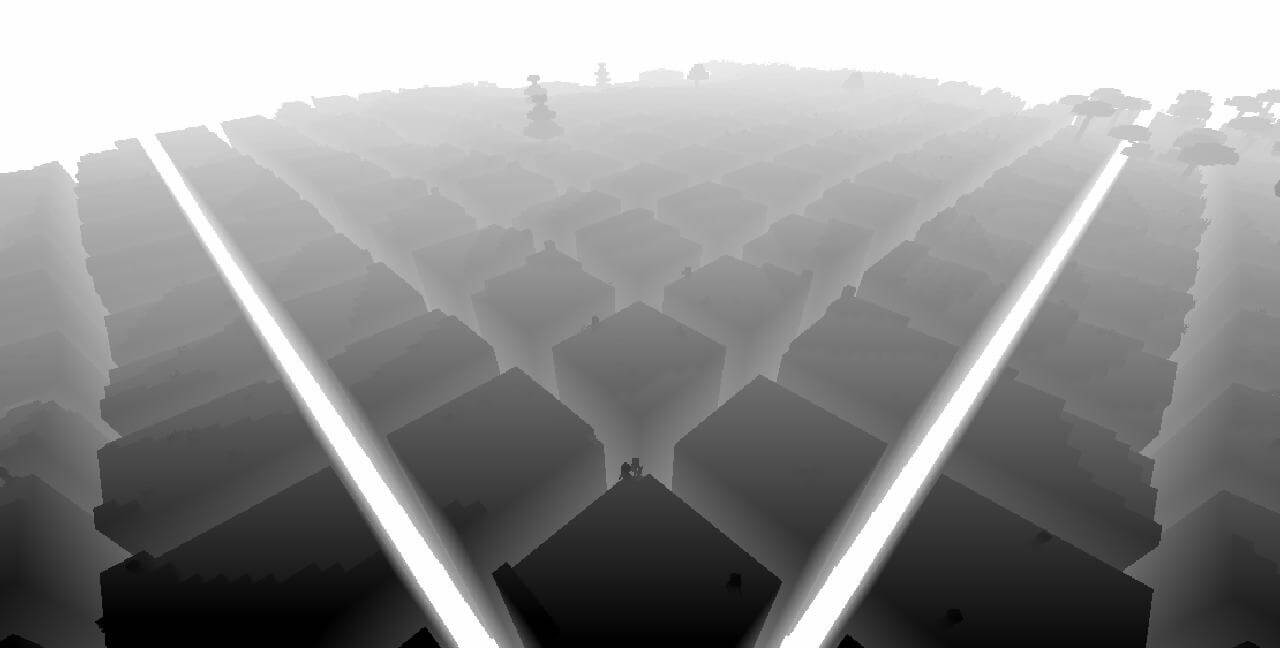 Город в Minecraft с Depth шейдерами, реалистичное освещение и текстуры