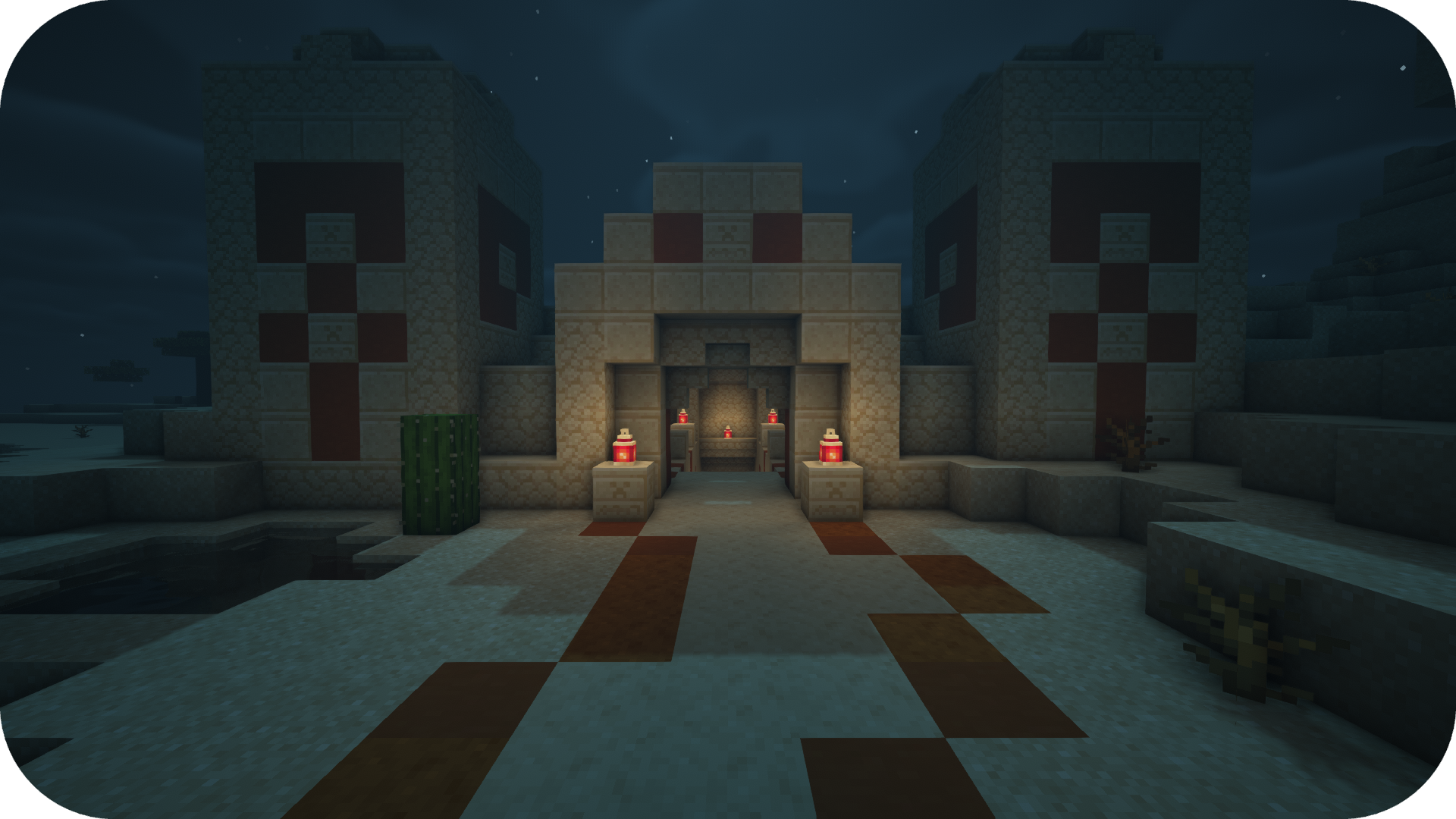 Пустынный храм в Minecraft с секретными комнатами и сундуками