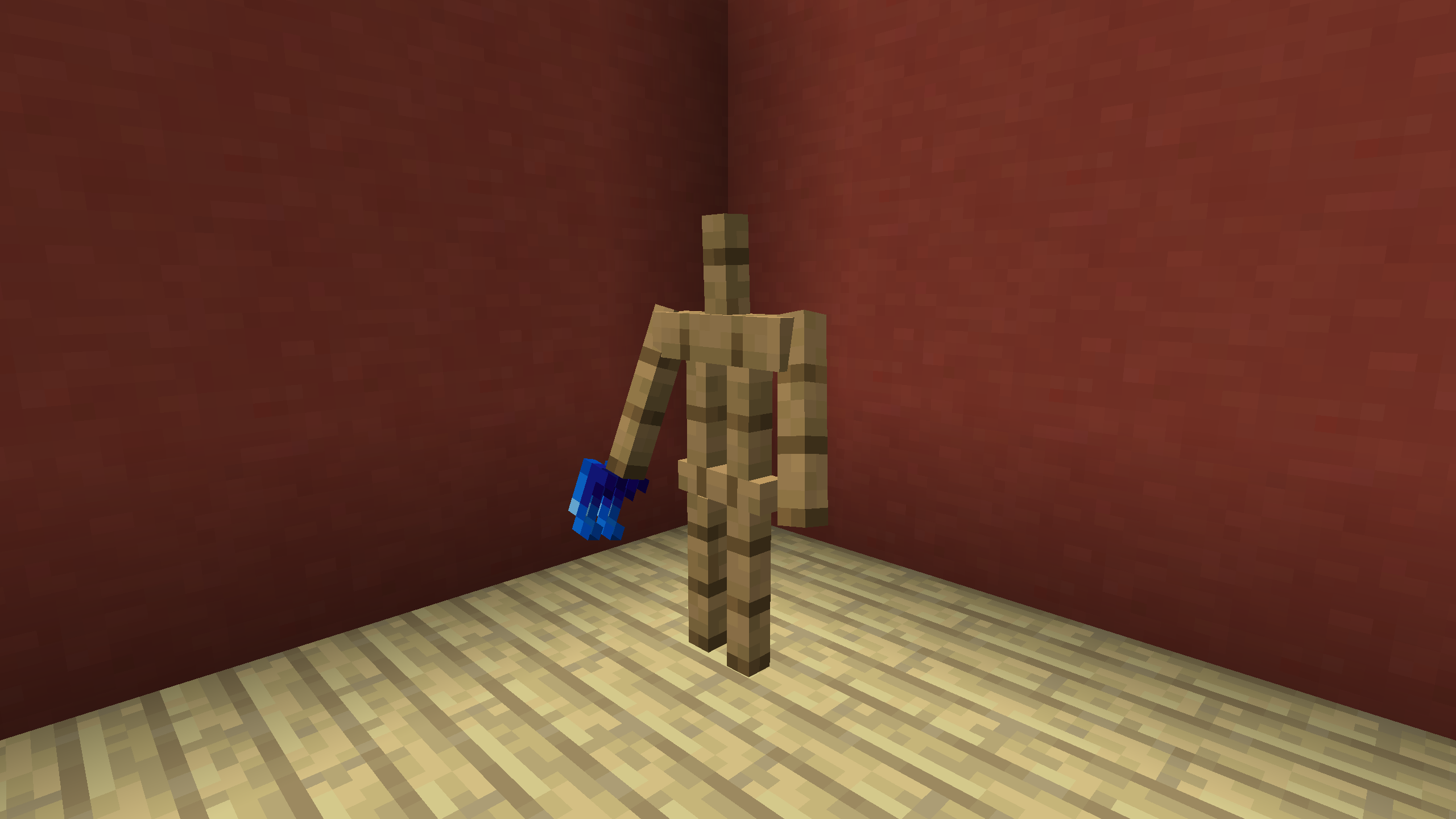 Игровой процесс в Minecraft: персонаж добывает ресурсы киркой