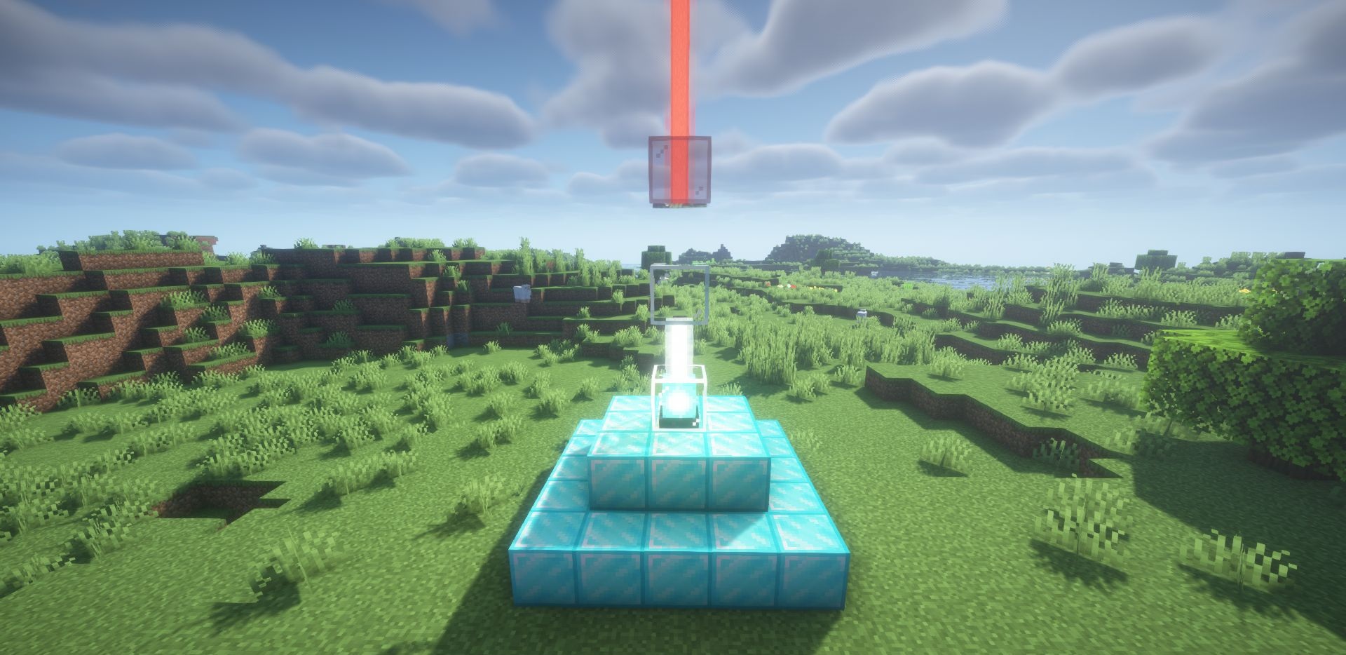 Прерывистые лучи маяков в разных биомах Minecraft благодаря модификации