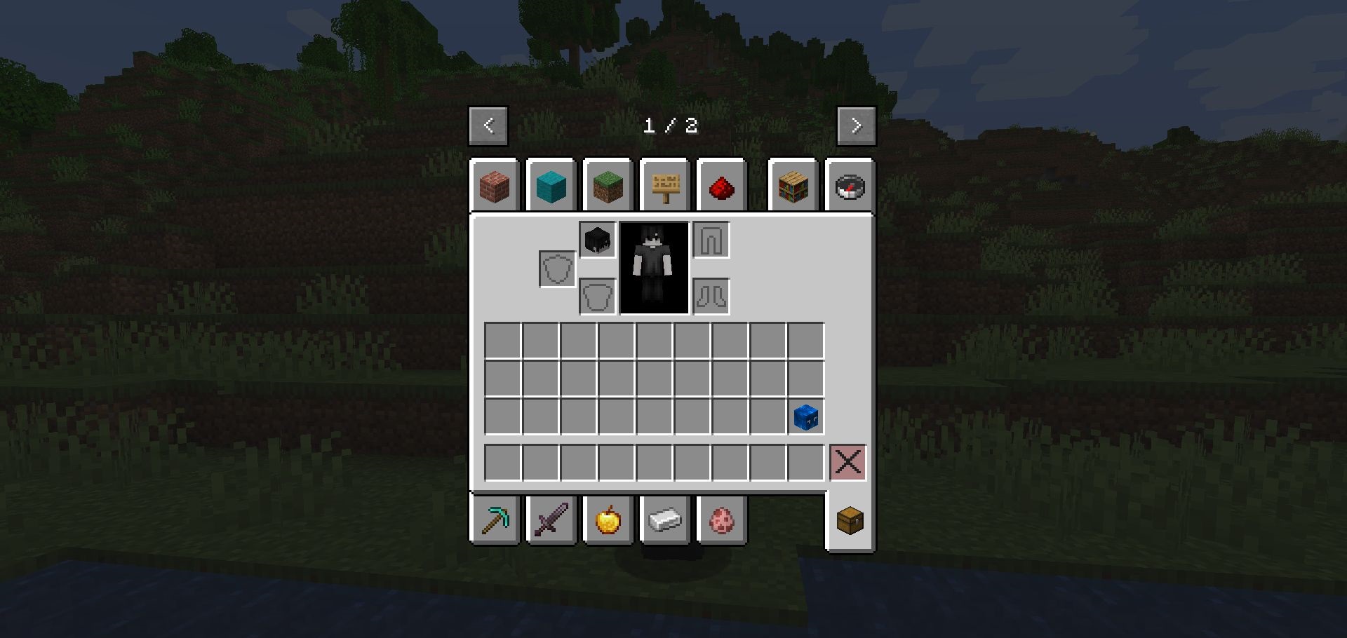 Игрок в маске эндермена исследует Энд в Minecraft