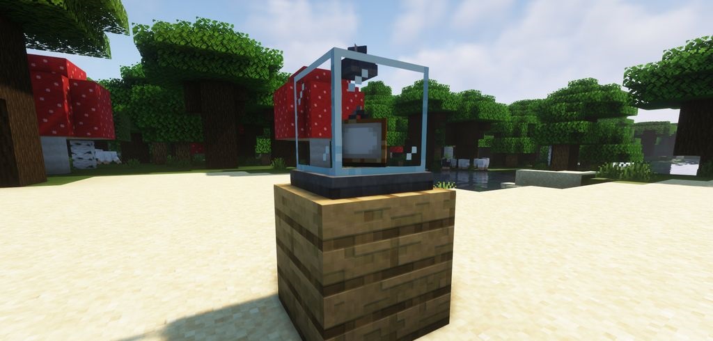 Интерьер с витринами в средневековом стиле в Minecraft