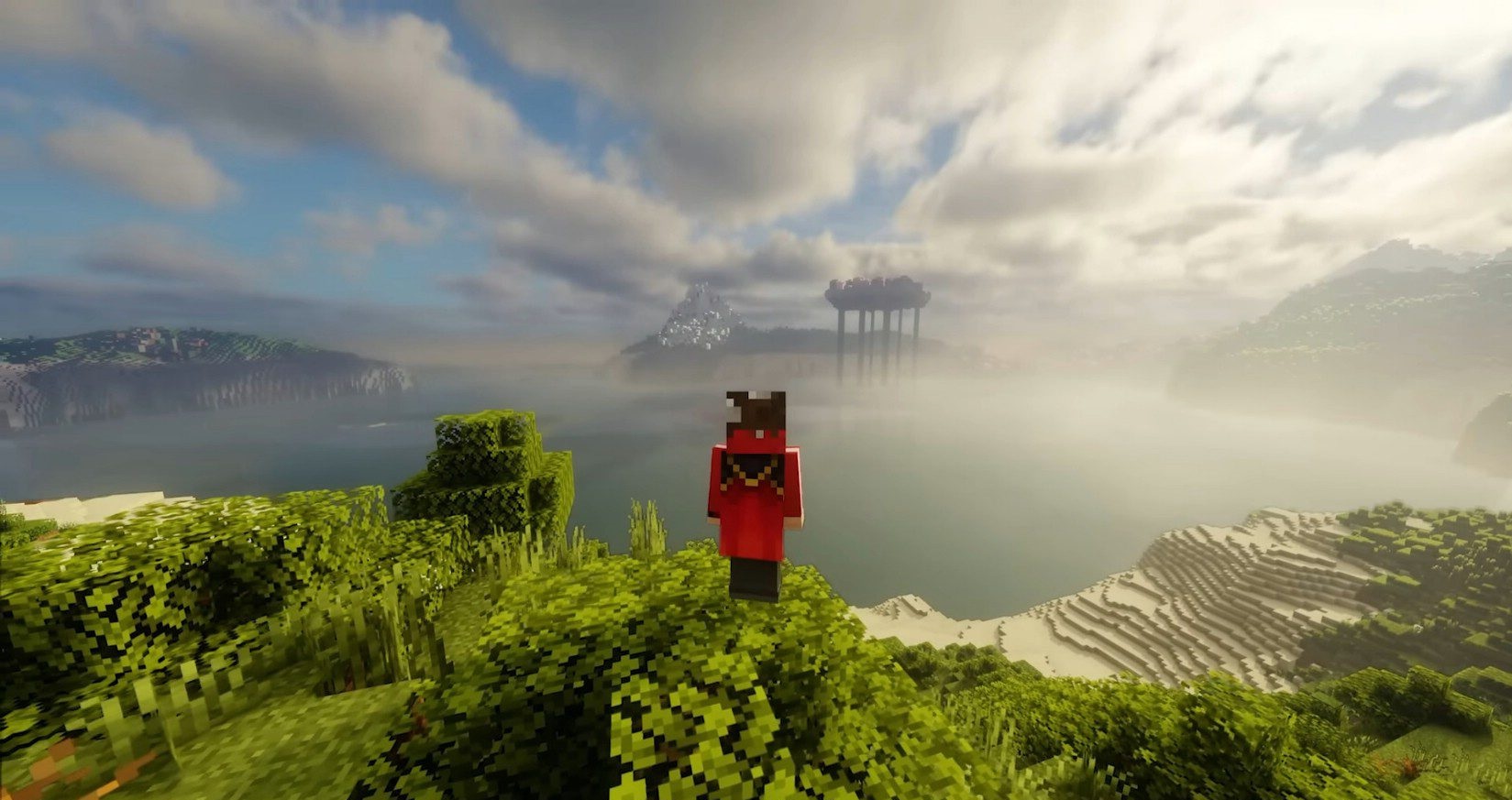 Обзор огромного мира Minecraft с модом Distant Horizons и реалистичными далями