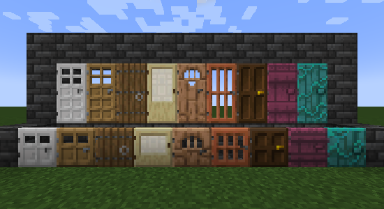 Готовые полублочные двери в разных биомах Minecraft