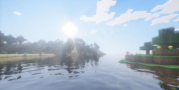 Горный биом в Minecraft с реалистичными текстурами от шейдеров DrDestens