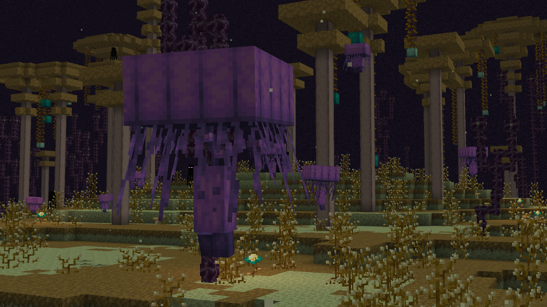 Закат в Minecraft с красивым пейзажем и постройками игрока