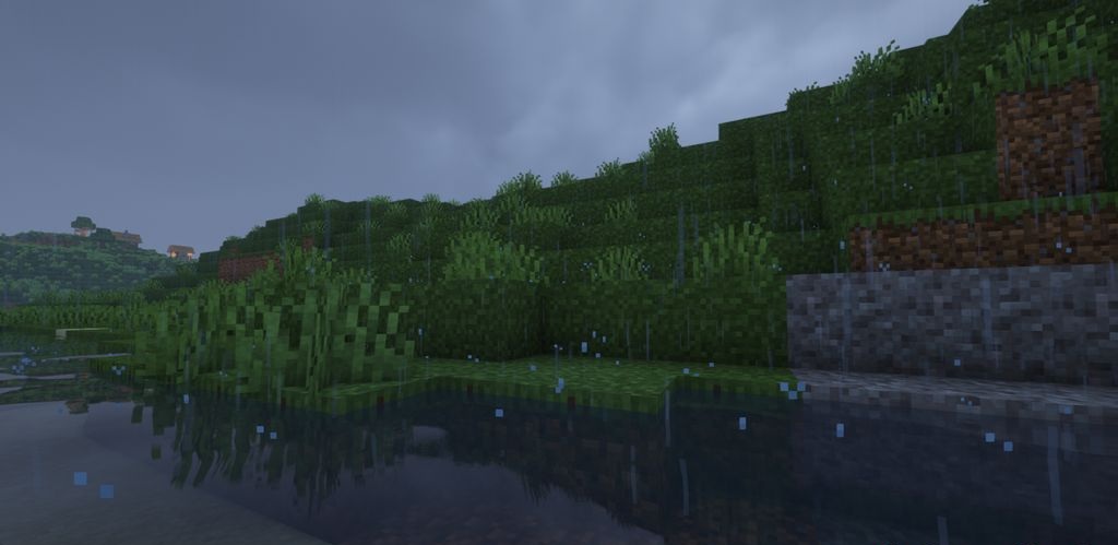 Пример работы мода Drip Sounds возле водопада в Minecraft