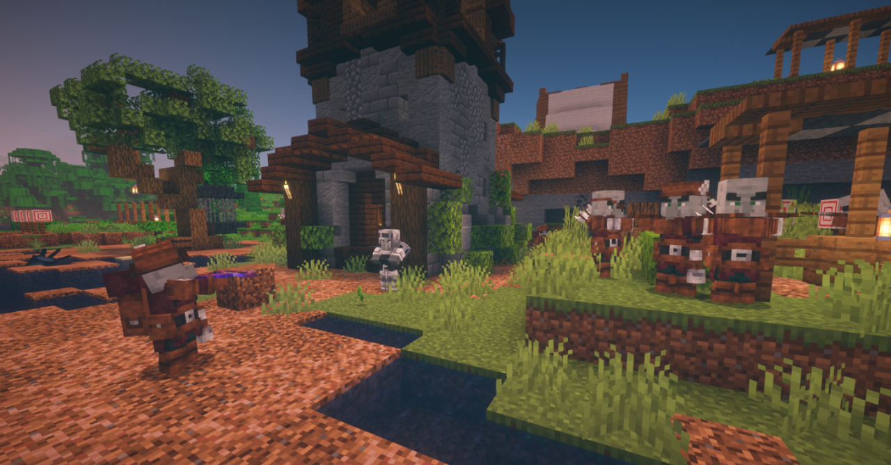 Геймплей с улучшенными разбойниками в Minecraft благодаря текстур-паку Drodi’s Illagers