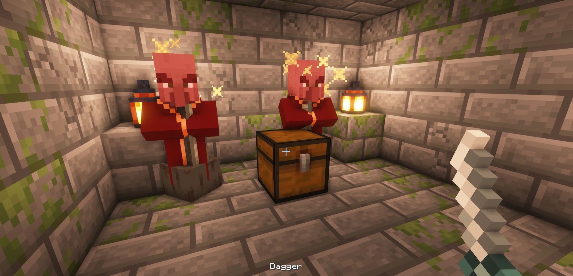 Игровой процесс с модом Dungeons Weaponry в Minecraft