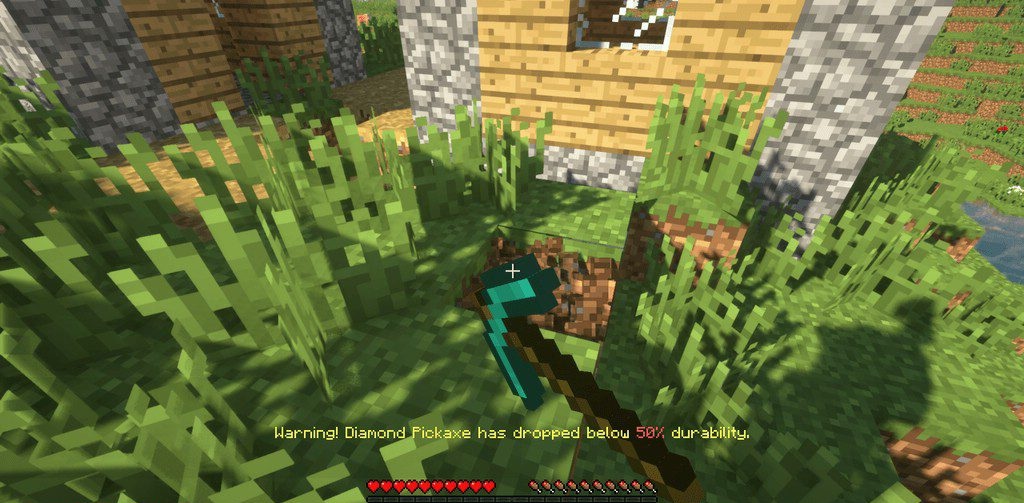 Меню настроек Durability Notifier в Minecraft с ползунками и параметрами оповещений