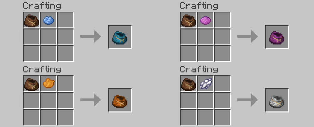 Крафт разноцветных мешочков в Dyed Bundles Mod для Minecraft