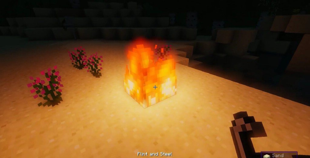 Красивое ночное небо в Minecraft с динамическим освещением от мода