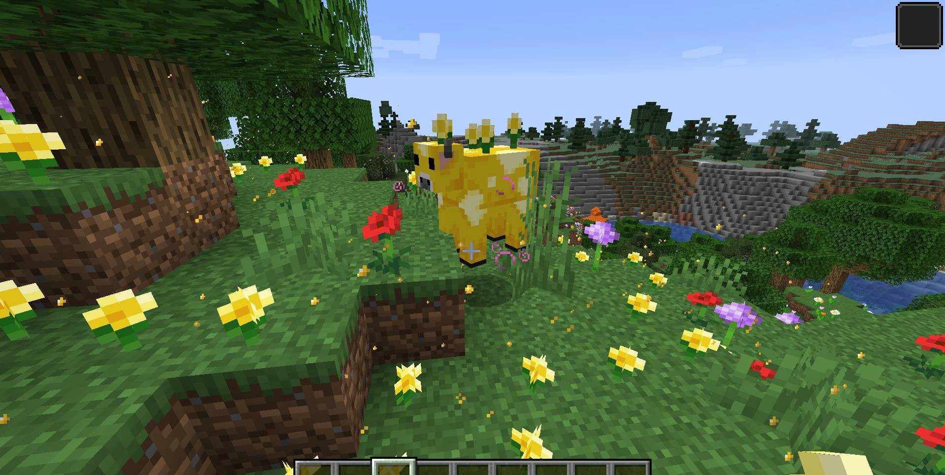 Игрок взаимодействует с Muddy Pig в Minecraft с установленным модом Earth Mobs
