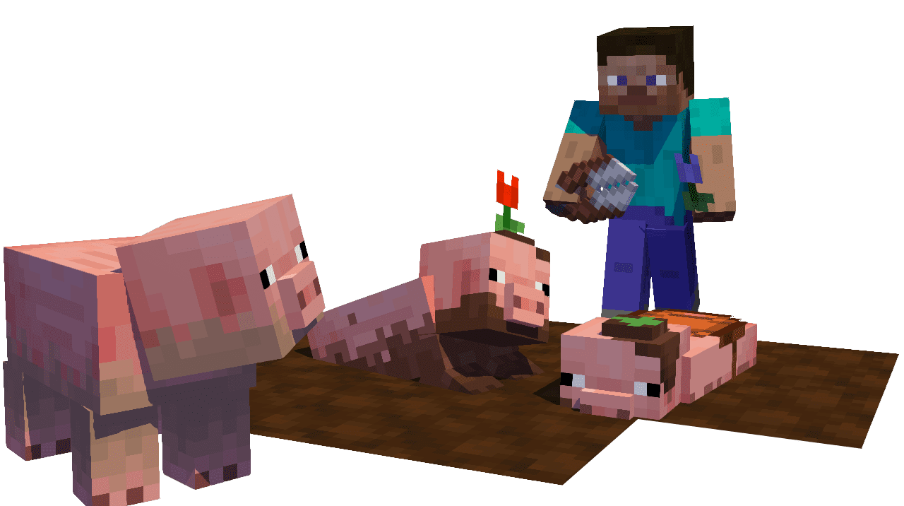 Moobloom и Muddy Pig в Minecraft, добавленные модом Earth Mobs
