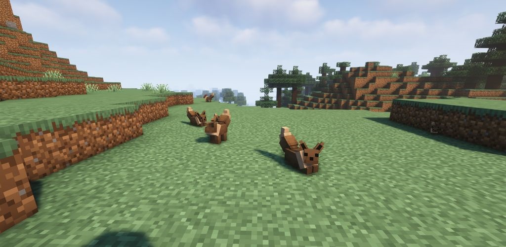 Сравнение стандартных волков и Eeveelutions в Minecraft