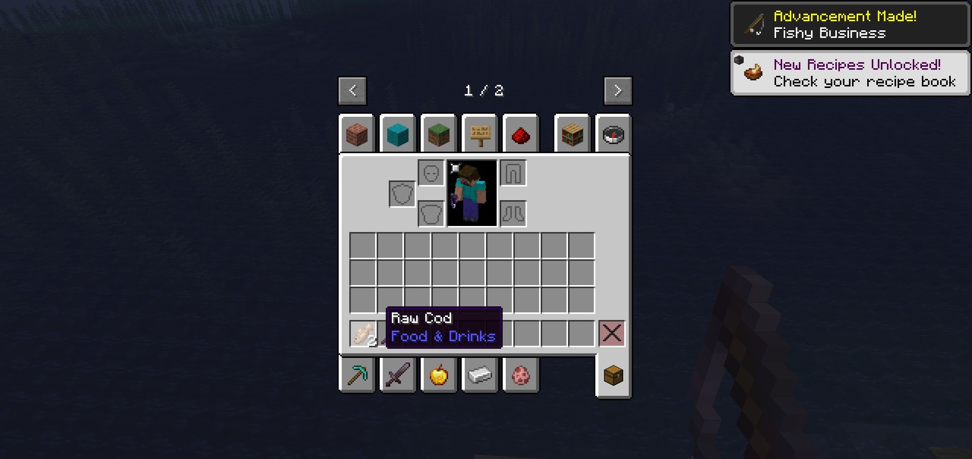 Интерфейс стола зачарования в Minecraft с новым эффектом Effishiency