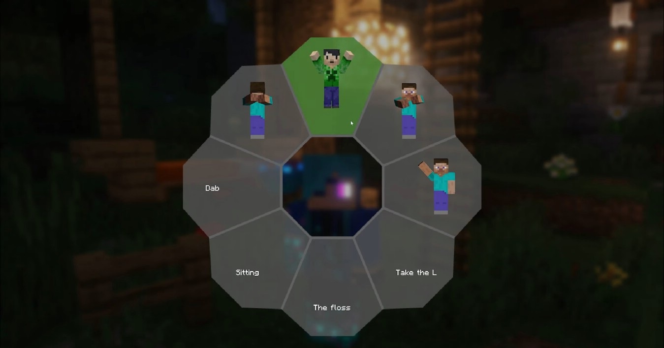 Игроки взаимодействуют с помощью жестов из Emotecraft в Minecraft
