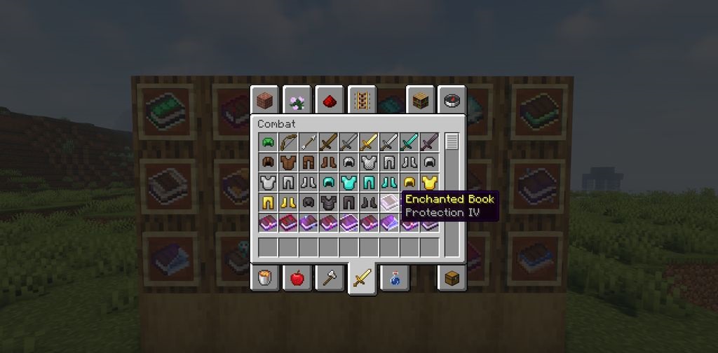Примеры уникальных дизайнов для разных зачарований в Minecraft