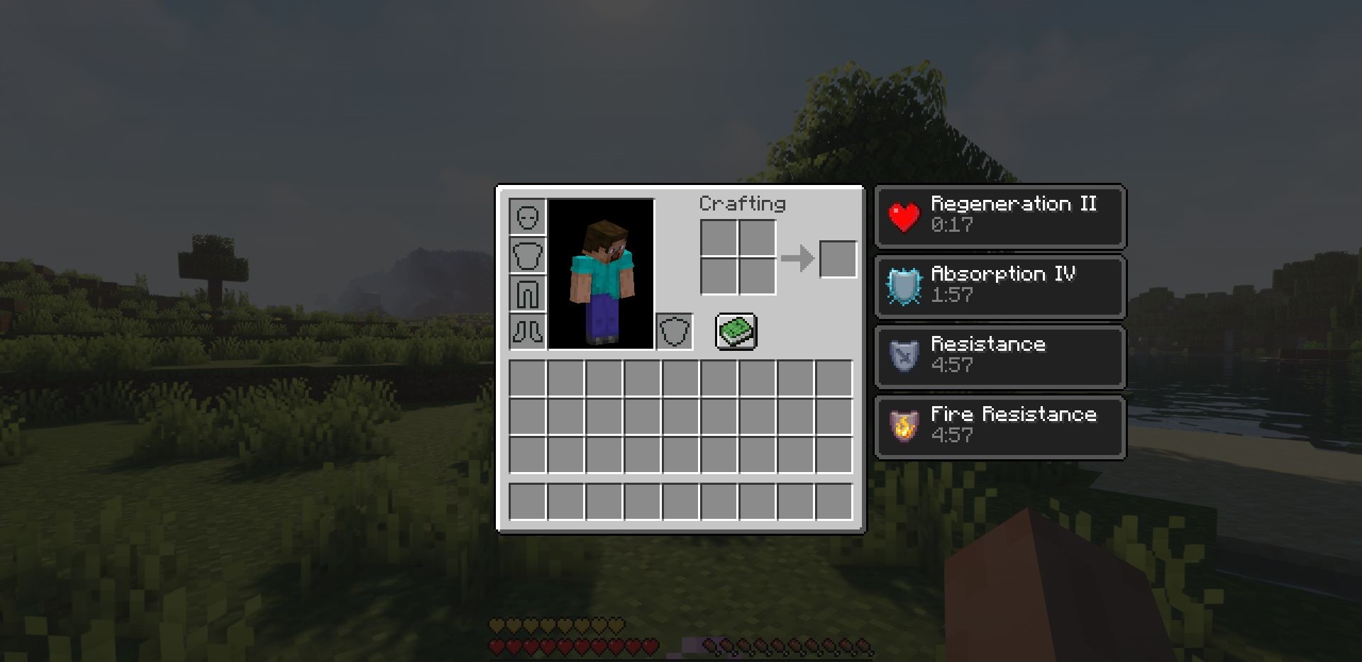 Интерфейс крафта зачарованного золотого яблока в Minecraft с модом