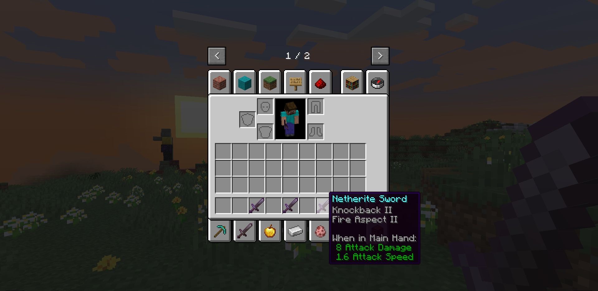 Пример работы Enchantment Sort в Minecraft с фильтрацией чар