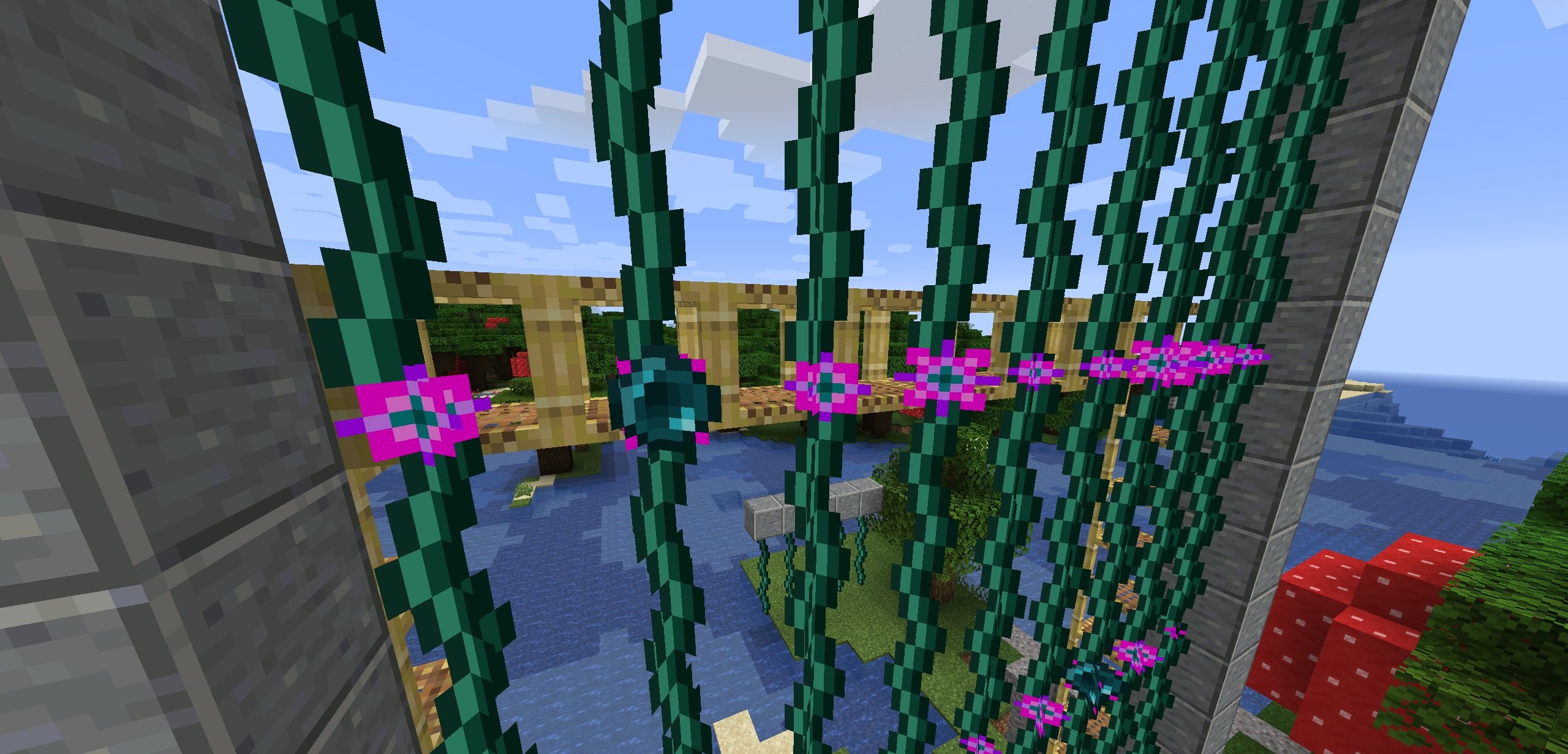 Ender Tendril Mod - процесс роста растения под блоком
