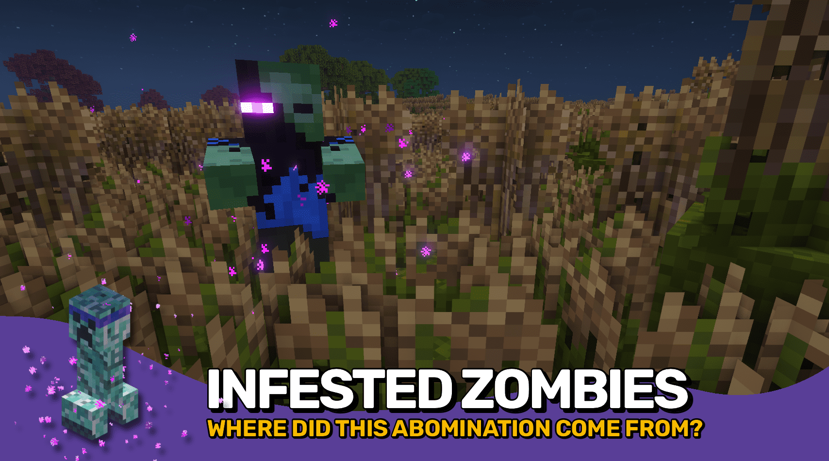 Ночной пейзаж с новыми существами из Ender Zoology в Minecraft