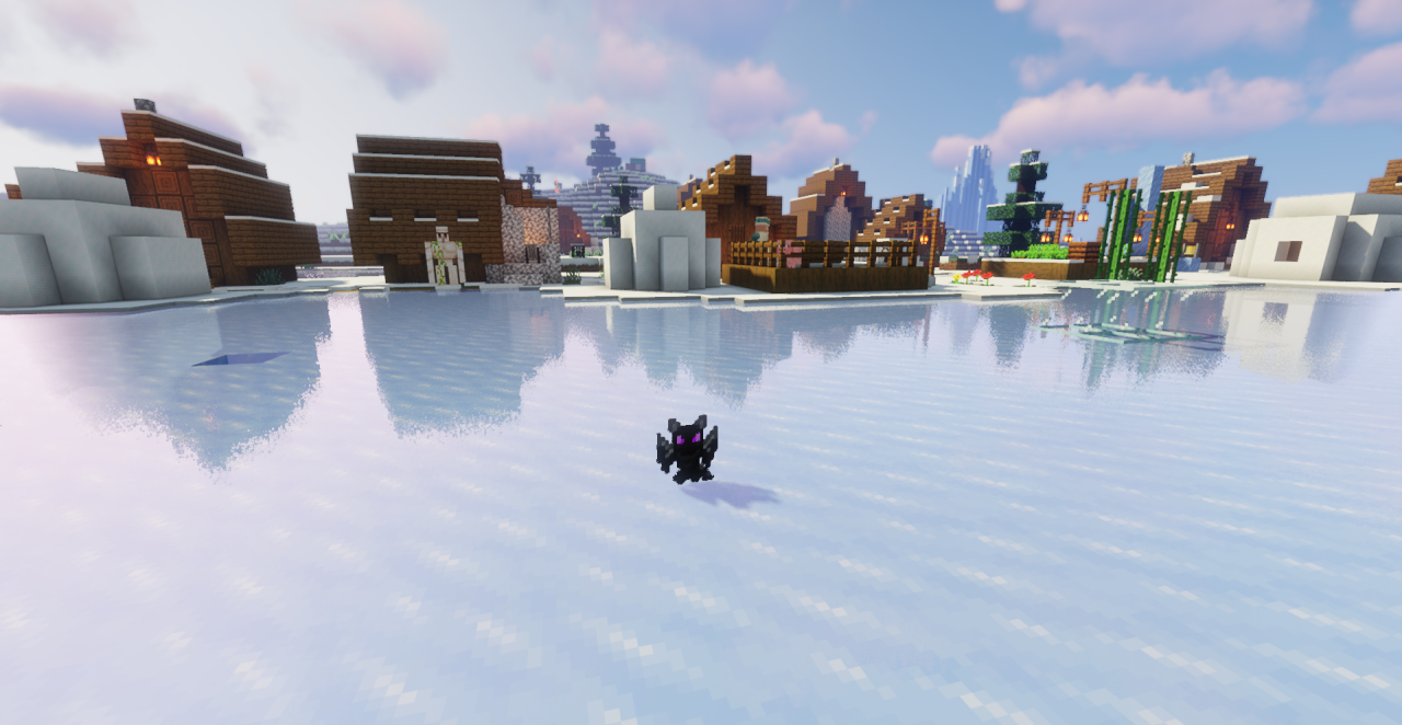 Игрок держит тотем Enderdragon Totem в руке, демонстрируя его в игре