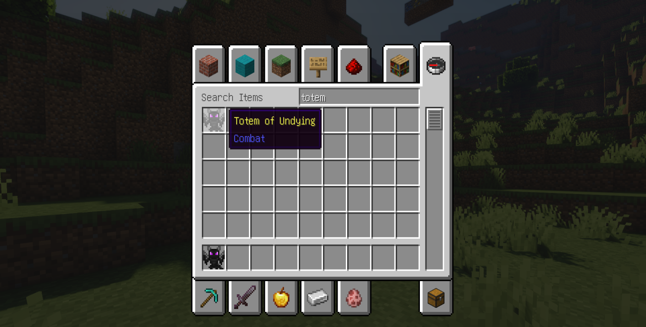 Сравнение стандартного тотема и версии Enderdragon Totem в инвентаре Minecraft