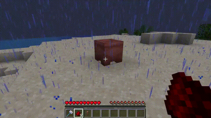 Анимация работы заряженного редстоуна в Minecraft с увеличенной дальностью передачи сигнала